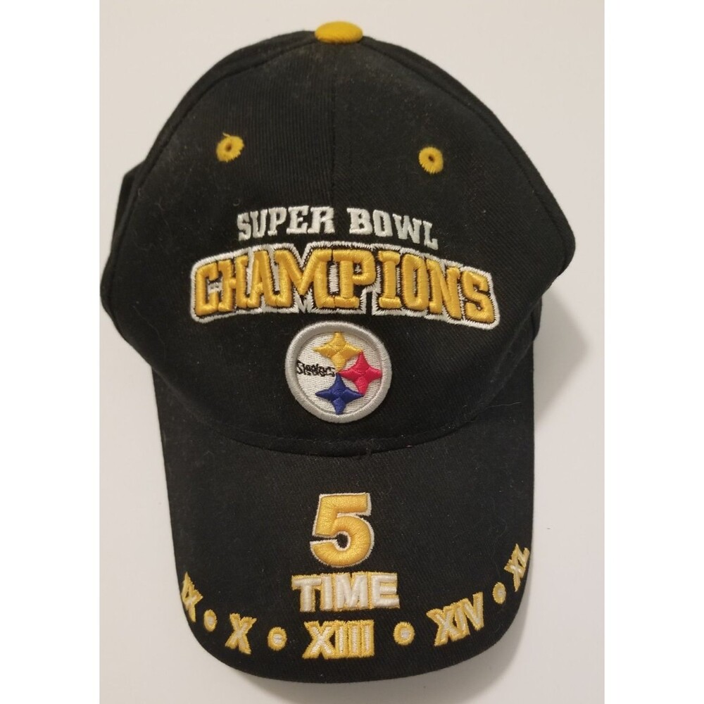 NFL Pittsburgh Steelers Hat 5 time Super Bowl Champions Raised Embroidery Adjust